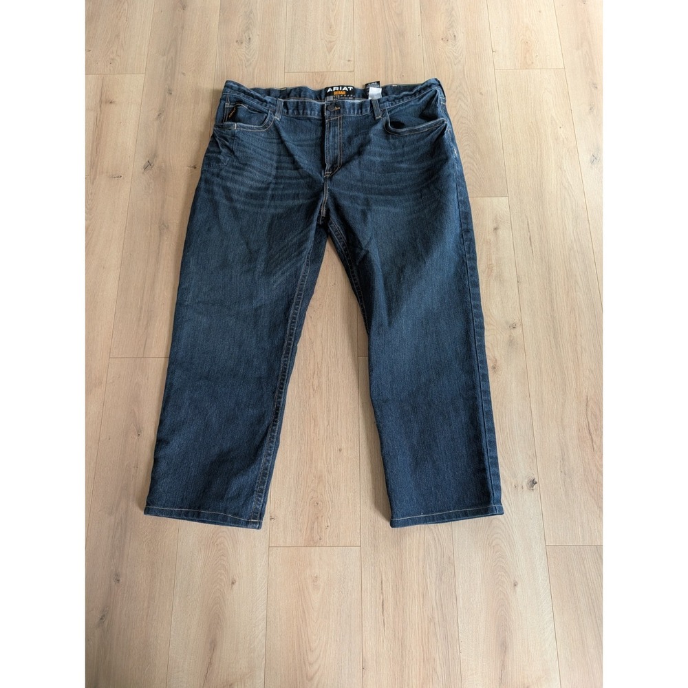 Ariat Jeans Mens 44x34 (30") Blue Rebar M4 Low Rise Boot Cut Workwear Denim